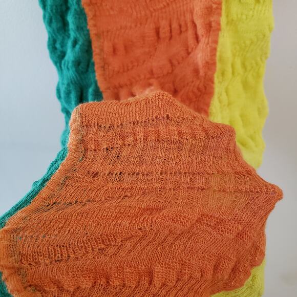 ZARA Linen Blend Knit Mini Dress Bright Colorblock Size Small - Picture 9 of 9